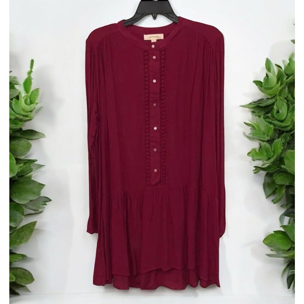 OneTheLand cranberry red button down‎ dress Women’s Size M Medium
